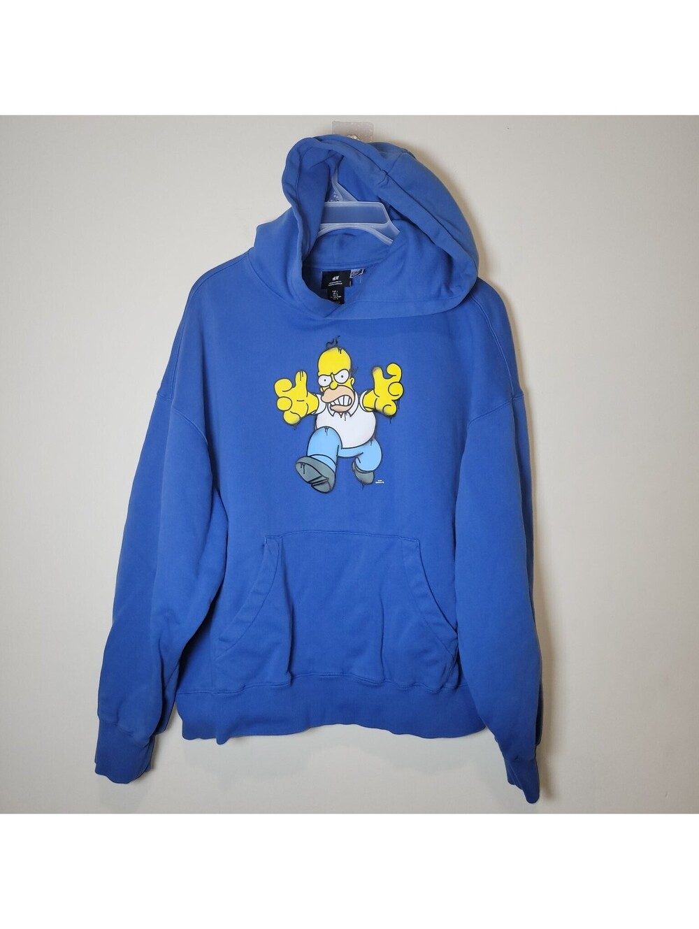 H&M The Simpsons Homer Simpson Blue Oversized Hoodie Men's Size L Pullover